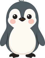 Cute cartoon penguin illustration, standing upright, with rosy cheeks.