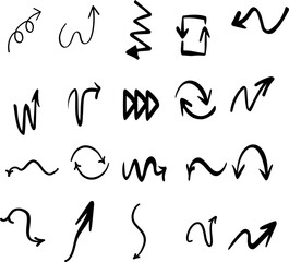 Dynamic hand-drawn arrow set for creative direction, navigation, and playful design elements