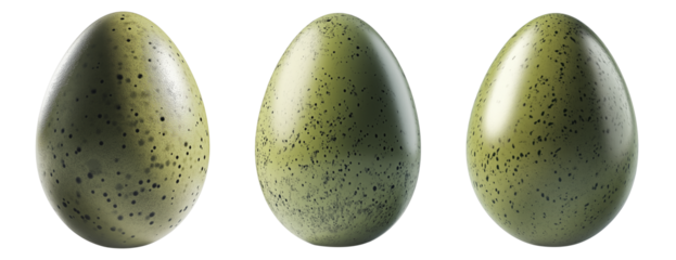 Speckled egg with natural pattern and smooth surface, isolated on white transparent background. Concept of nature, wildlife, and reproduction