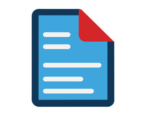 A blue document with a red folded corner isolated on white background Ai Generated