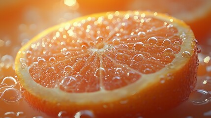Wet orange half glistening brilliantly