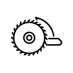 Circular saw icon in simple line style for woodworking tasks  