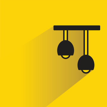 ceiling light icon with shadow on yellow background