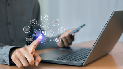 AI circuit board, artificial intelligence, cyberspace symbol, machine learning innovation technology