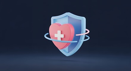An animation of a shield icon forming around a heart, representing health data security.