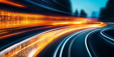 Abstract Data Stream on Road Fast Digital Path Transfer Speed and Information Flow Technology