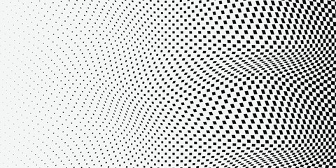 Black white square halftone for banner, poster, overlay, sticker. Pop art dotted squared bundle. Vector