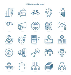 Environment stroke icon. Environment line icon set. editable stroke icon pack