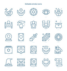 Fortune Teller stroke icon. Fortune Teller line icon set. editable stroke icon pack