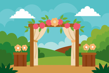 Fototapeta premium landscape with trees and flowers