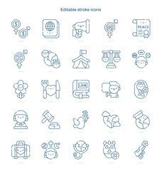Human Rights stroke icon. Human Rights line icon set. editable stroke icon pack