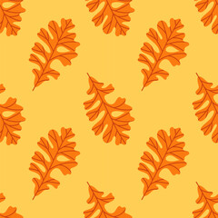 Autumn seamless pattern with leaf of tree. Cozy fall vibe. For school theme, textile, fabric, wallpaper and other design.