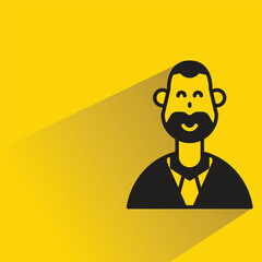 beard man avatar with shadow yellow background