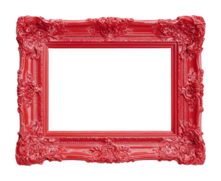 Showcase elegant red frame product eye-level isolated on transparent background, png - Powered by Adobe