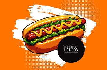 A Truly Delicious and Flavorful Hot Dog Served with Mustard and Fresh, Colorful Vegetables