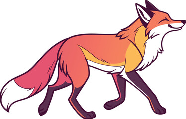 Realistic colorful fox illustration with detailed fur texture and vibrant gradient colors perfect for wildlife artwork. Realistic colorful fox drawing with lifelike shading and bright natural tones