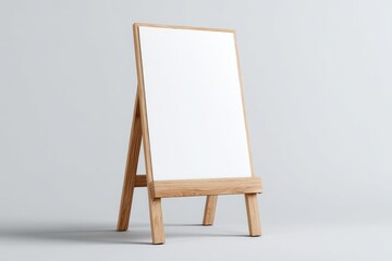 Wooden easel with blank white paper