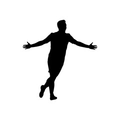 Soccer player celebrating silhouette vector flat illustration design. 