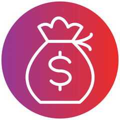 Money Bag Line Icon Style