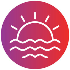 Sunset Line Icon Style