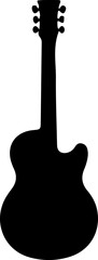 Black Silhouette of a Single Acoustic Guitar with a Cutaway Body Design Vector Icon
