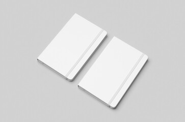 White hardcover notebook mockup on neutral background