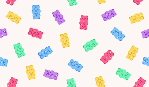 Cute gummy bears pattern background vector design