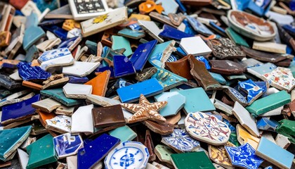 Fototapeta premium Colorful ceramic tile fragments