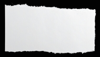 Horizontal Torn White Paper Strip on Black Background