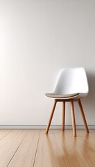 Sleek Modern Minimalist Dining Area with White Molded Chair and Wood Laminate Flooring Decor