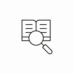 open book magnifying glass icon sign vector