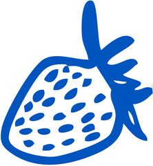 Strawberry illustration with dotted seeds and leafy top