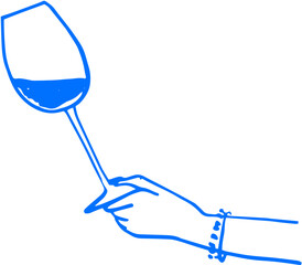 Hand gripping wine glass with relaxed elegance