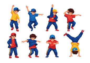 Adobe illustrator artwork vector illustration of cheerful kids dancing with music notes and stars, dressed in colorful winter outfits, ideal for festive, educational, and creative design themes.