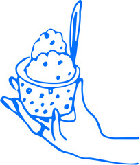 Tall sundae glass with layered scoops