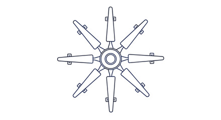 Eight Propeller Blades Arranged in a Circular Pattern for Rotation and Lift Generation
