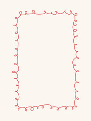 Doodle hand drawn coquette frames with hearts, wavy lines, bows and ribbons. Trendy vintage whimsical borders for wedding invitations, birthday card, prints. Vector modern illustration. Vintage frame