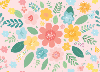 Cute sweet botanical flower seamless pattern Printed illustration vector