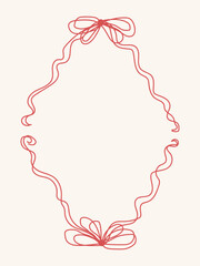 Doodle hand drawn coquette frames with hearts, wavy lines, bows and ribbons. Trendy vintage whimsical borders for wedding invitations, birthday card, prints. Vector modern illustration. Vintage frame