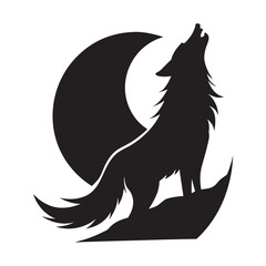 Wolf Howling With Comet Streaking Sky Silhouette