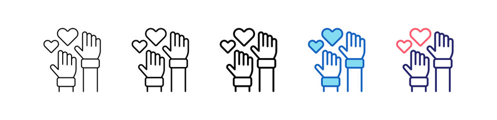 Obraz premium Volunteer Icon In 5 Different Styles Set Collection. 