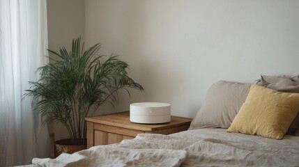 Serene Bedroom Interior with Natural Light and Elegant Decorative Elements
