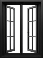 Obraz premium Black double-hung window open, showing white background