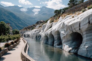 Marble riverbanks, sculpted by nature