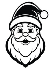 Obraz premium Black and White Graphic Illustration of Santa Claus Face with Hat Christmas holiday