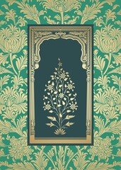 wedding card design, paisley floral pattern , India	