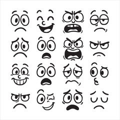 Set of Cartoon Face Expressions and Emotions