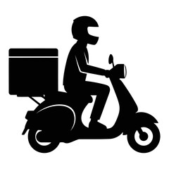 Vector art of a delivery scooter with a box on the back is ready to deliver food isolated on white background