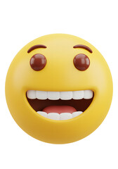 Fototapeta premium Happy 3D Smiling Emoji Joyful Yellow Face with Big Smile, Happiness, Expression, Fun, Positive Mood