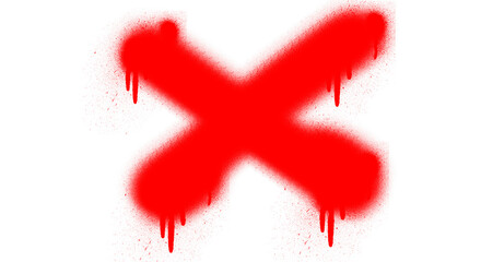 Red Spray Paint Cross Mark on Transparent Backdrop A Bold and Expressive Graphic Element for Rejection, Errors, or Cancellation in Design Projects